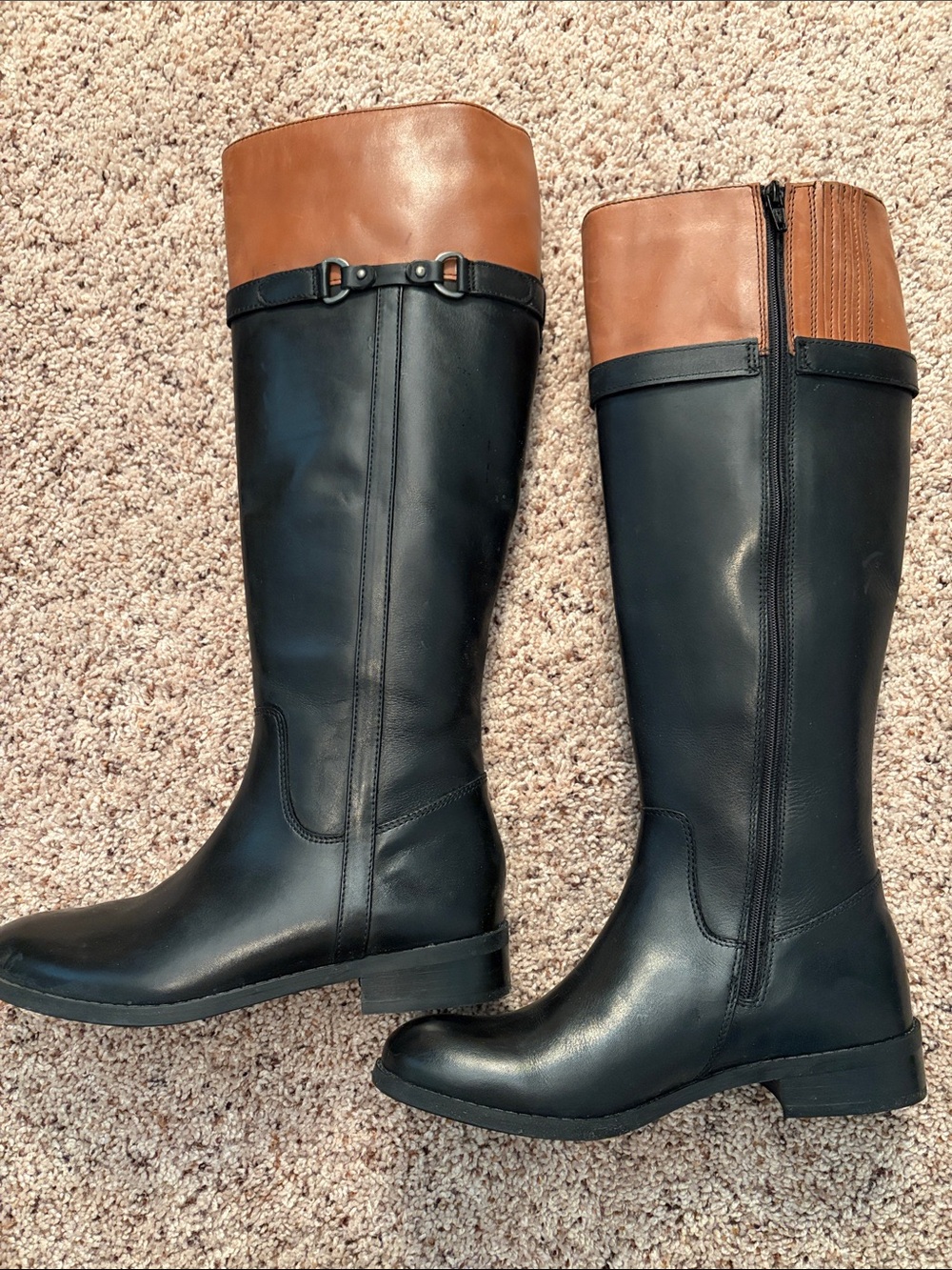 Clark’s Two-Tone Black and Tan Women's Riding Boots